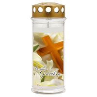 Grabkerze Ambrosius Weiß D/H: 7,5/21 cm - Weiß, Basics, Kunststoff (7,5/21cm)