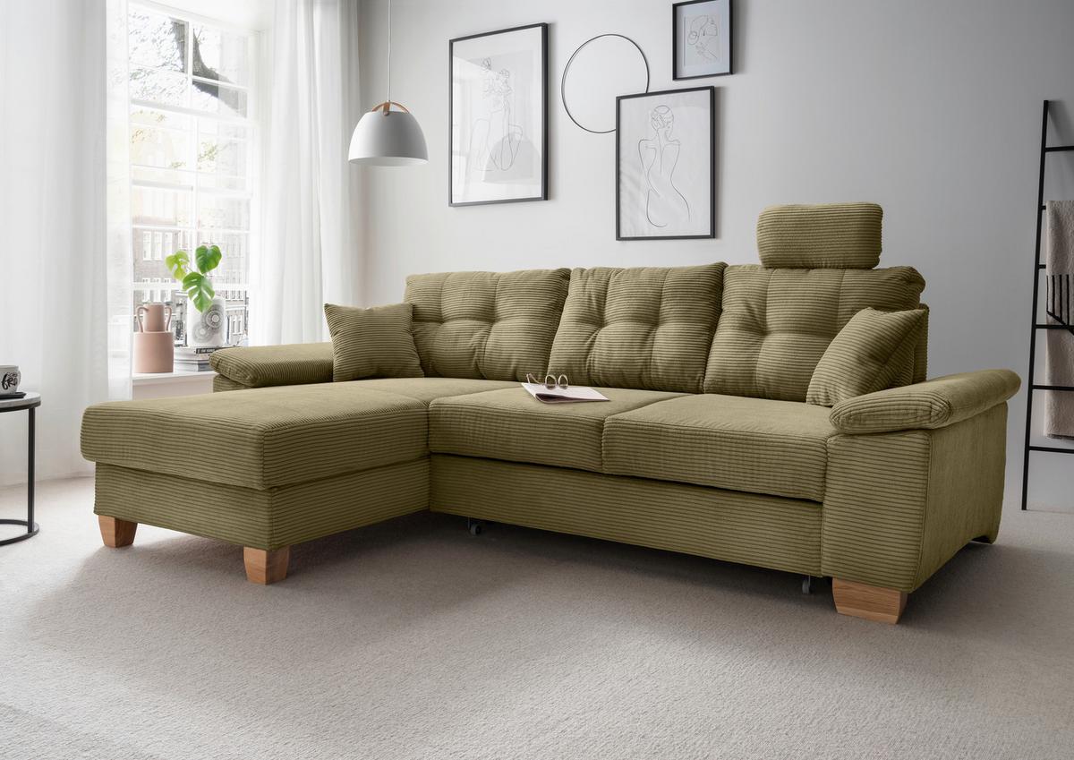 Ecksofa Brizzini Olivgrün S: 176x270 Cm - Naturfarben/Olivgrün, MODERN, Textil (176/270cm) - Livetastic