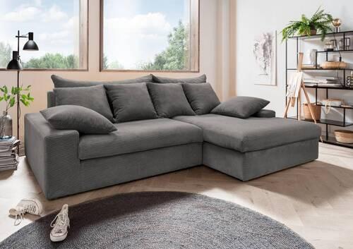 Ecksofa Avellino Grau S: 278/200 cm - Schwarz/Grau, MODERN, Textil (278/200cm) - Livetastic