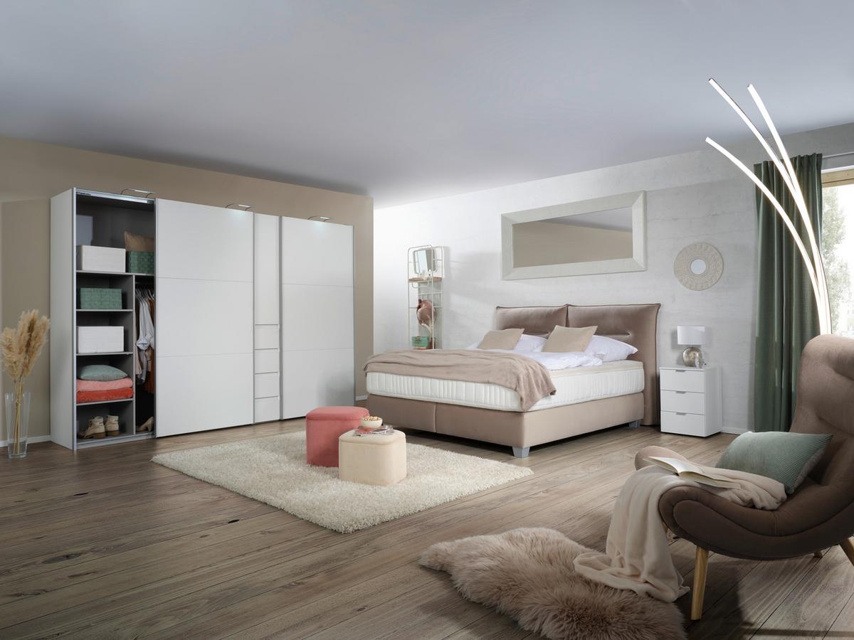 Postel boxspring Fog 160x200cm,béžová - barvy stříbra/béžová, Lifestyle, dřevo/kompozitní dřevo (160/200cm) - Premium Living