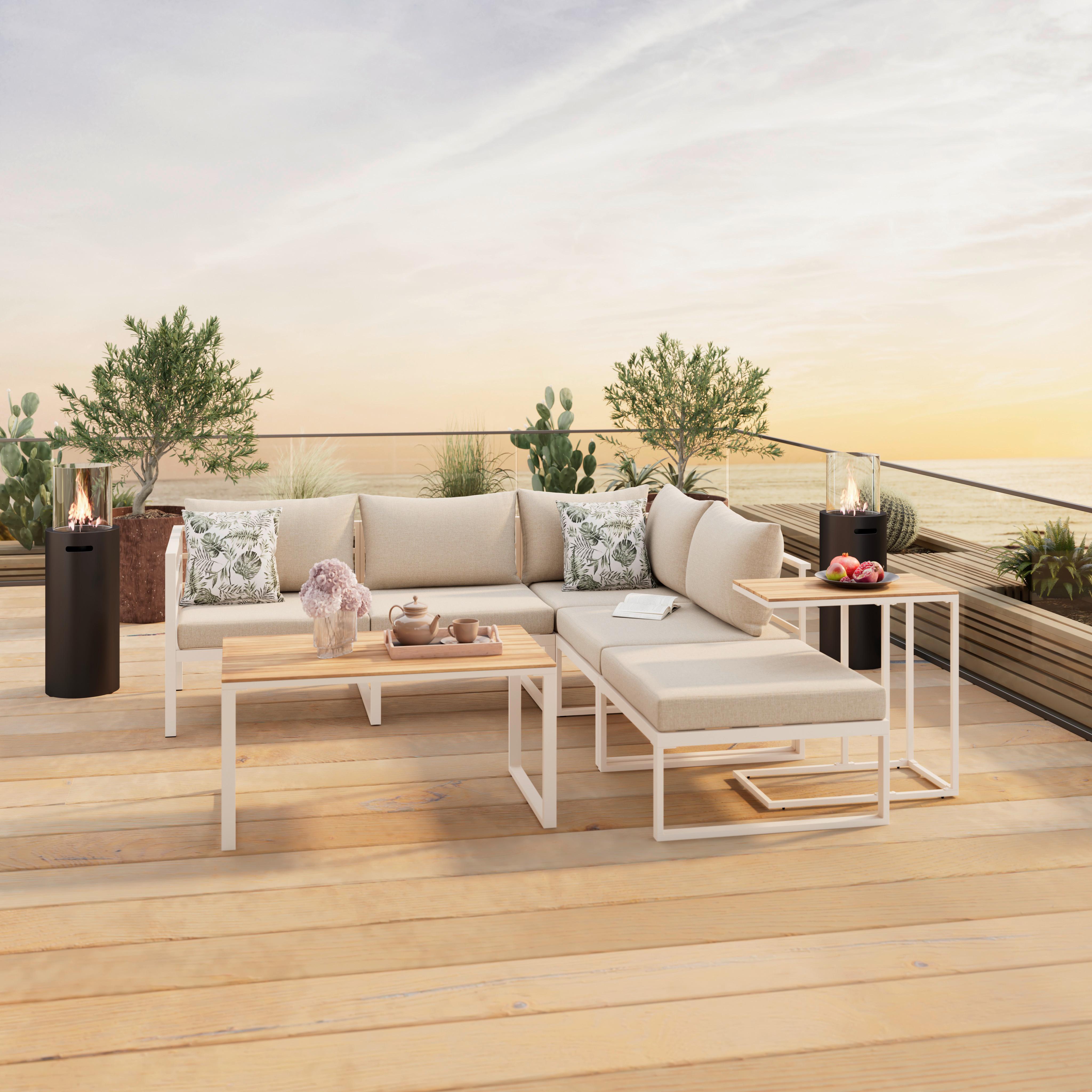 Loungegarnitur Algarve - Beige/Grau, MODERN, Holz/Textil (228/218cm) - Beldano