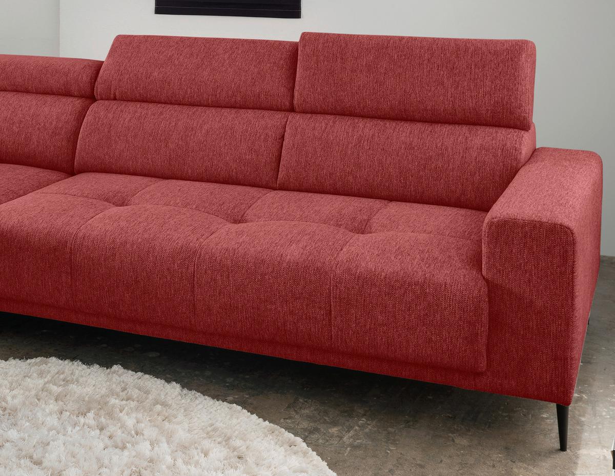 Ecksofa Intera, Rot S: 188x276 Cm - Rot/Schwarz, KONVENTIONELL, Textil (188/276cm) - Livetastic