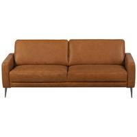 3-Sitzer-Sofa Spring, Cognac B: 187 cm - Cognac/Schwarzchrom, Design, Leder (187/85/92cm) - Livetastic