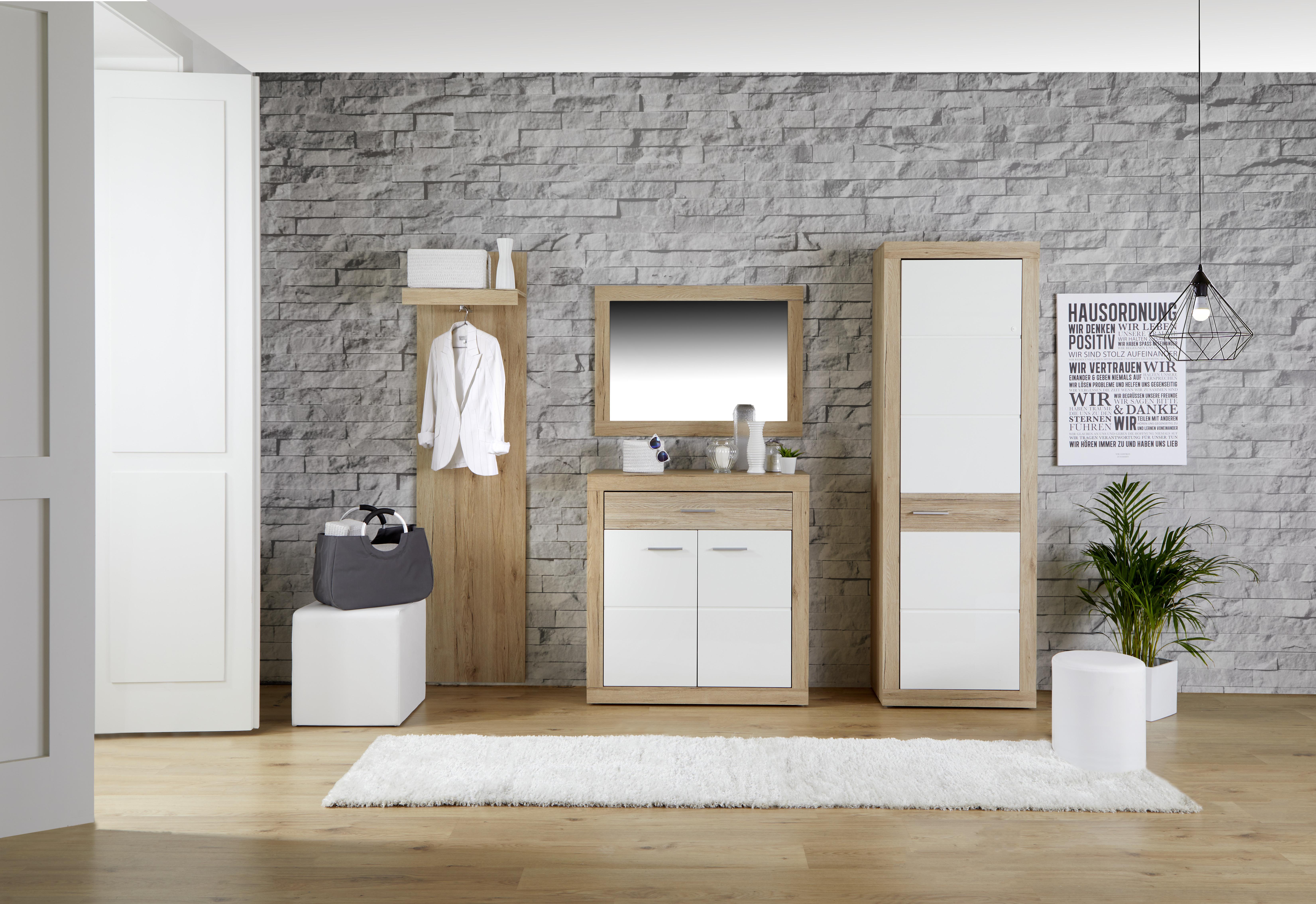 Kommode 95 cm Malta Eiche Dekor/Weiß - Eichefarben/Weiß, MODERN, Holzwerkstoff (95/98,7/36cm)