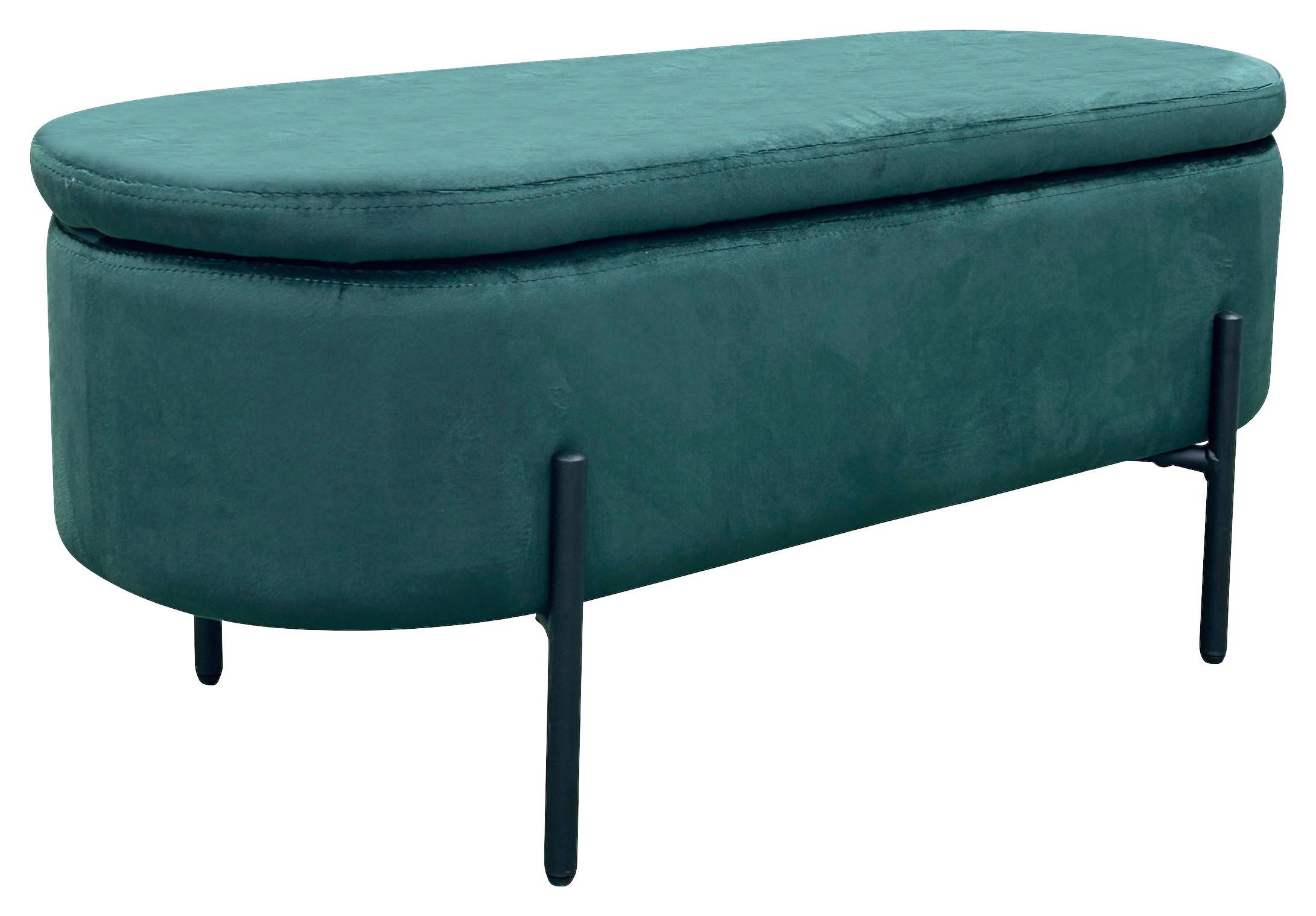 Sitzbank Nova Schwarz, Dunkelgrün B: 95 cm - Dunkelgrün/Schwarz, Design, Textil/Metall (95/42/38cm) - MID.YOU