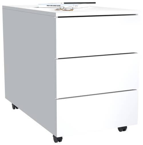 Rollcontainer Weiß Dalrosa 39x55x70 cm - Weiß, MODERN, Holzwerkstoff (39/55/70cm) - MID.YOU
