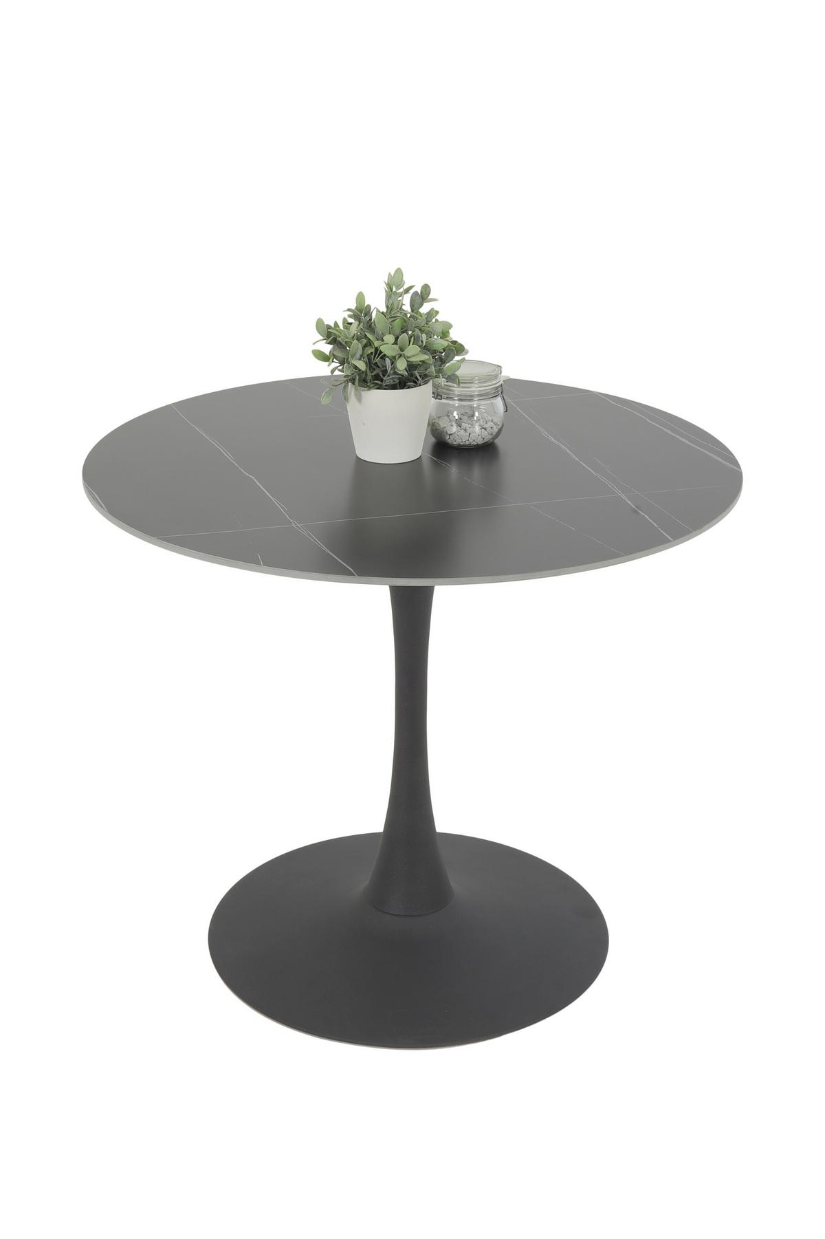 ESSTISCH PAOLA II T - Anthrazit/Schwarz, MODERN, Stein/Metall (90/75/90cm) - P & B