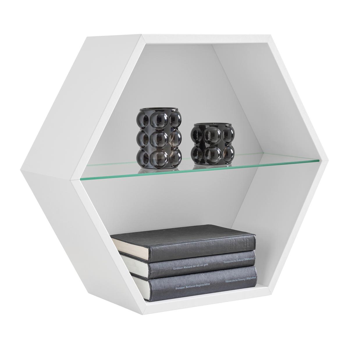 NÁSTENNÝ REGÁL EDGE -EXKLUSIV- - biela, Modern, kompozitné drevo (51/44/19cm) - Mömax