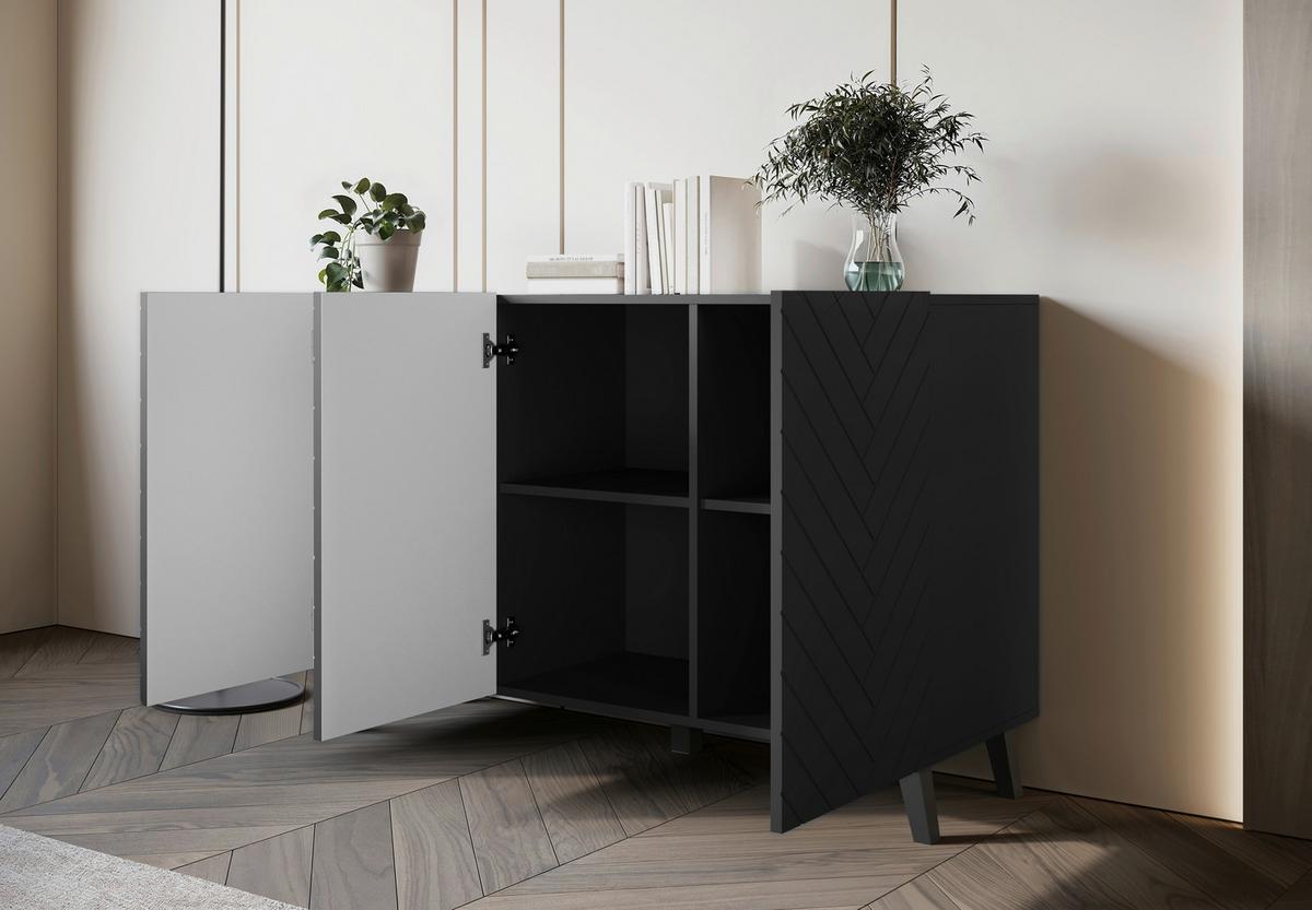 Sideboard Phuket 120 - Schwarz, Design, Holzwerkstoff (120/78/39,1cm) - Livetastic