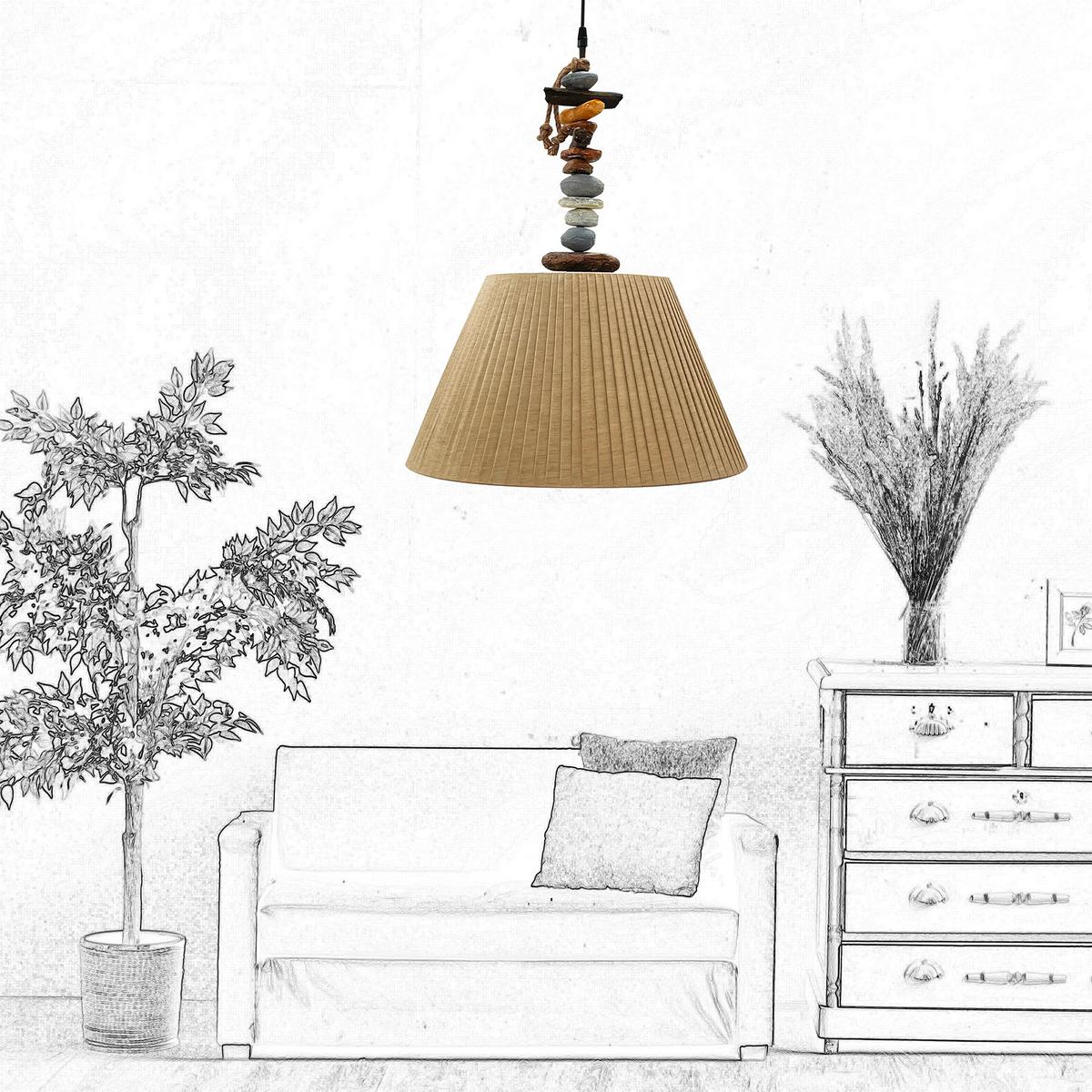 Pendelleuchte 5014/s - Hellbraun/Dunkelbraun, KONVENTIONELL, Kunststoff/Textil (45/110cm)