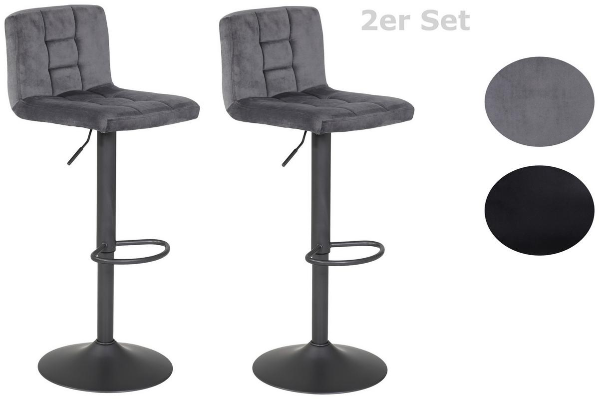 Barhocker-Set höhenverstellbar Amanda Grau - Dunkelgrau/Grau, MODERN, Textil/Metall (40/85/48cm) - MID.YOU