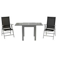 Gartenmöbel Set 3-tlg Amalfi aus Metall/Textil - Silberfarben, MODERN, Textil/Metall - Gardenson