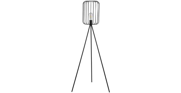 Stehlampe Viona Schwarz Matt Mit Fußschalter Dreibeinig - Schwarz, ROMANTIK / LANDHAUS, Metall (26/140cm) - James Wood