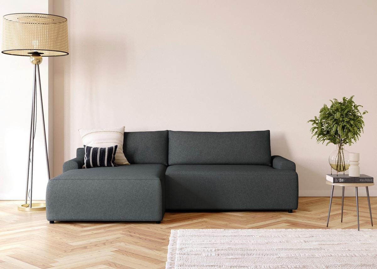 Eckschlafsofa Prag Graphitfarben S: 167x253 cm - Schwarz/Graphitfarben, MODERN, Textil (167/253cm) - Trendmanufaktur