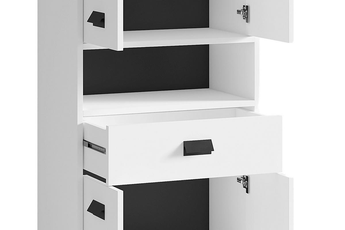 Hochschrank Wellness Weiß/Schwarz B: 54 cm - Schwarz/Weiß, MODERN, Holzwerkstoff (54/193/31cm) - MID.YOU