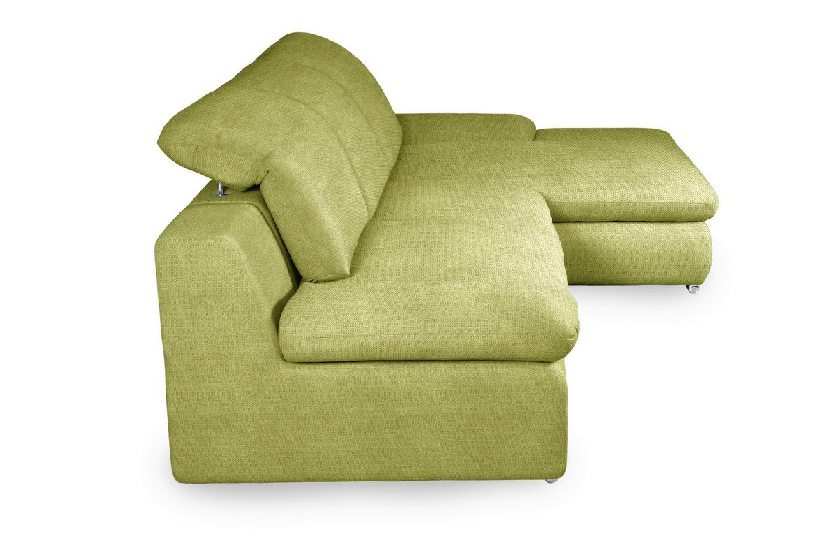 Ecksofa Isona Grün Chenille - Chromfarben/Grün, Design, Textil (286/165cm) - Livetastic