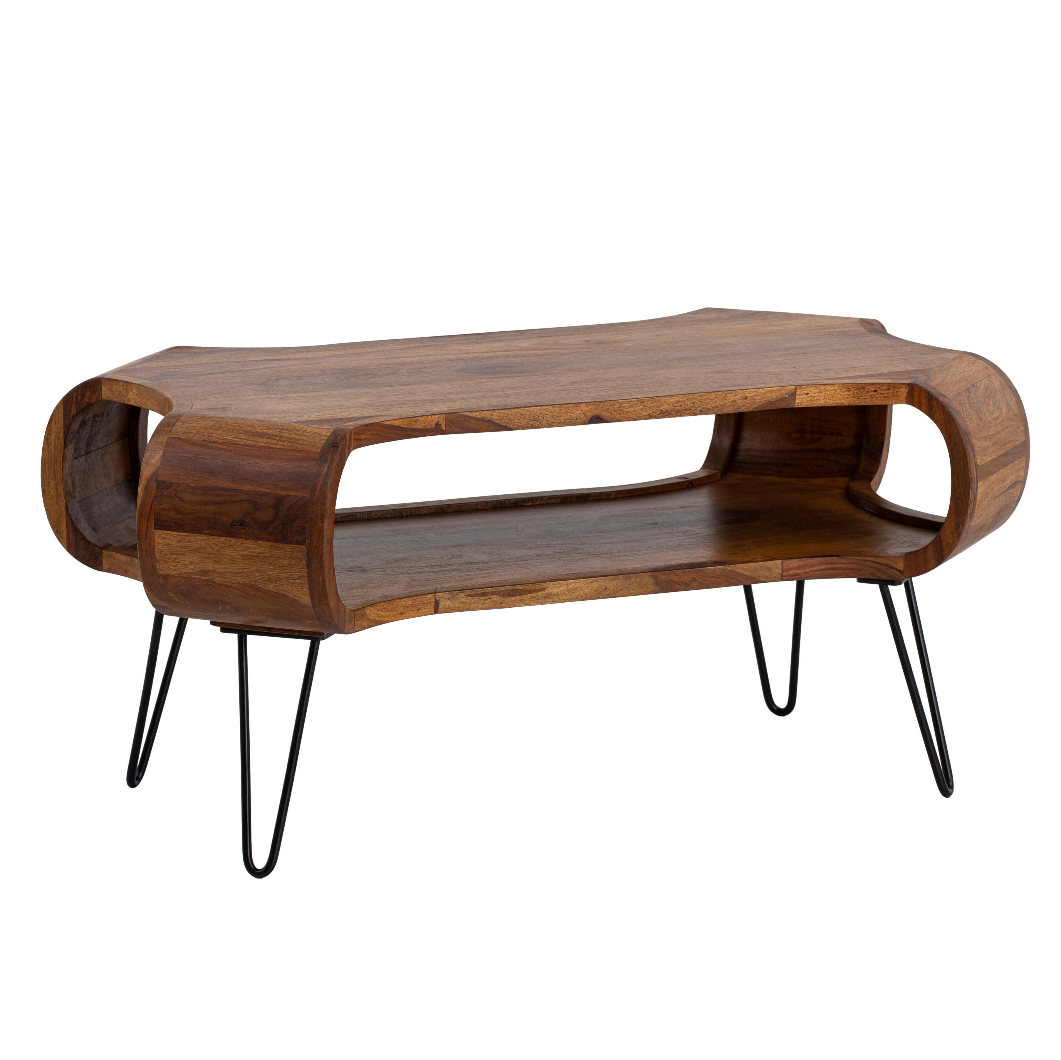 COUCHTISCH Sheeshamfarben L: 100 cm - Sheeshamfarben/Schwarz, Design, Holz/Metall (100/60/47cm) - Livetastic