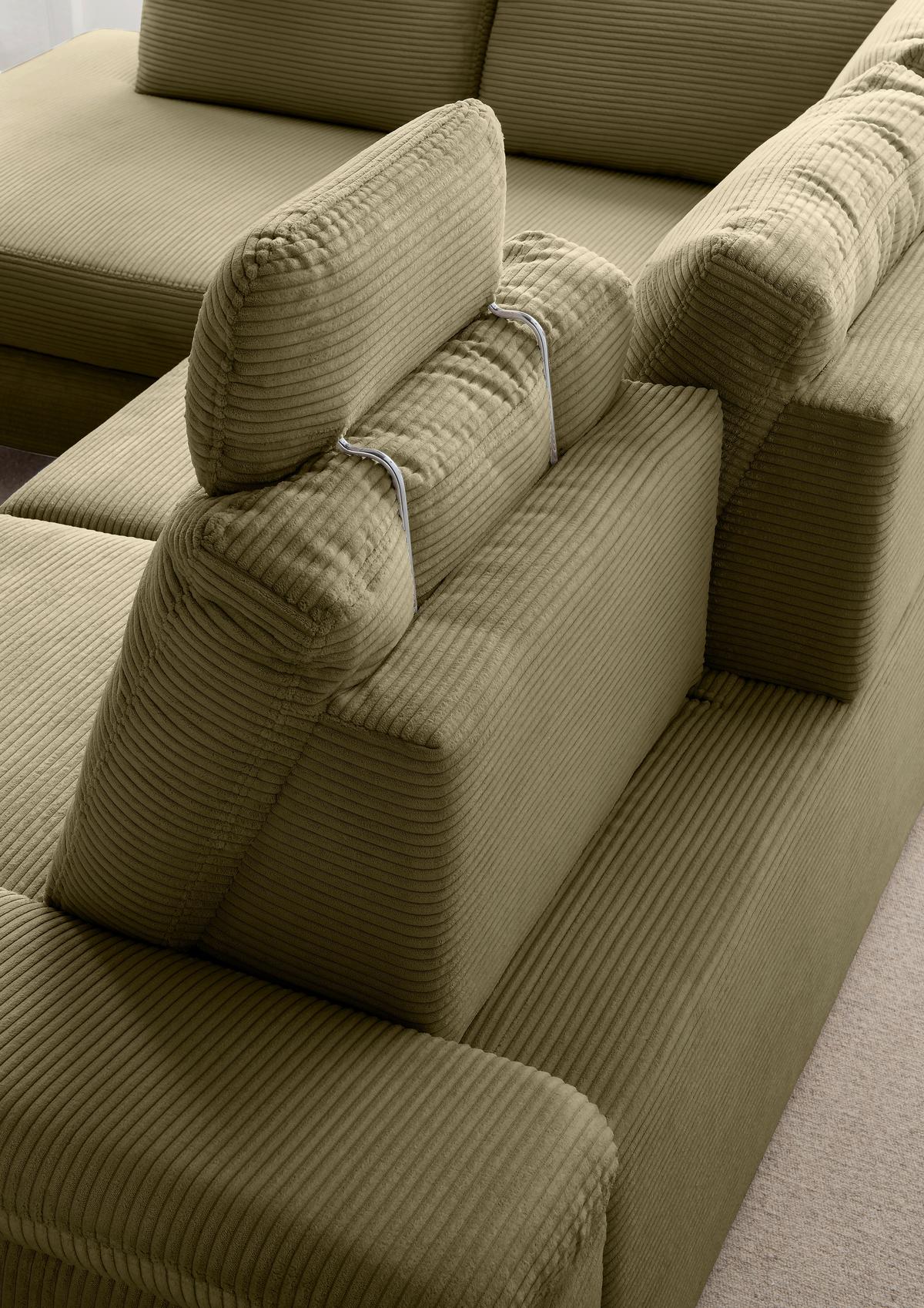 Eckschlafsofa Positano Olivgrün S: 206x261 Cm - Wildeiche/Olivgrün, MODERN, Textil (206/261cm) - Livetastic