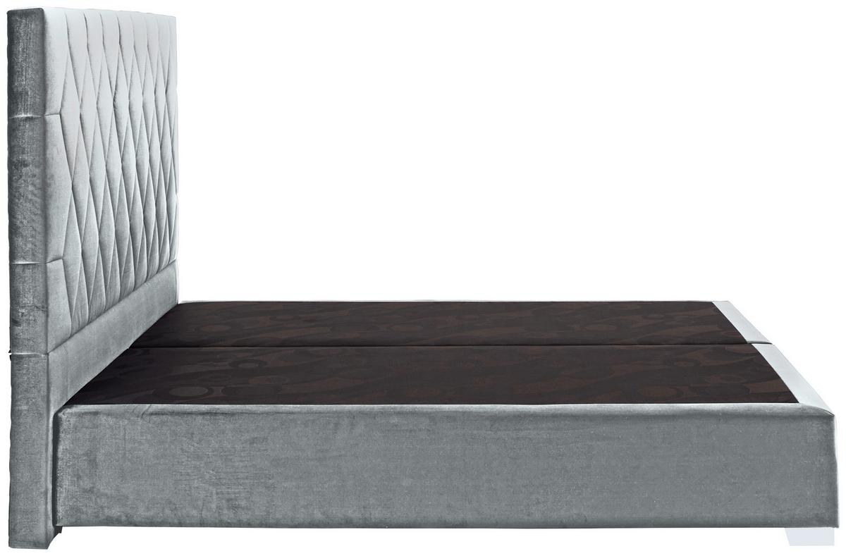 Boxspringbett mit Gepolstertem Kopfteil 160x200 cm Paula - Chromfarben/Anthrazit, MODERN, Textil (160/200cm)