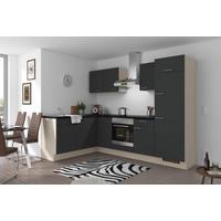 Eckküche Pn 80 mit Geräten 175x275 cm Graphit - Graphitfarben/Schwarz, Trend, Holzwerkstoff (175/275cm) - Pino