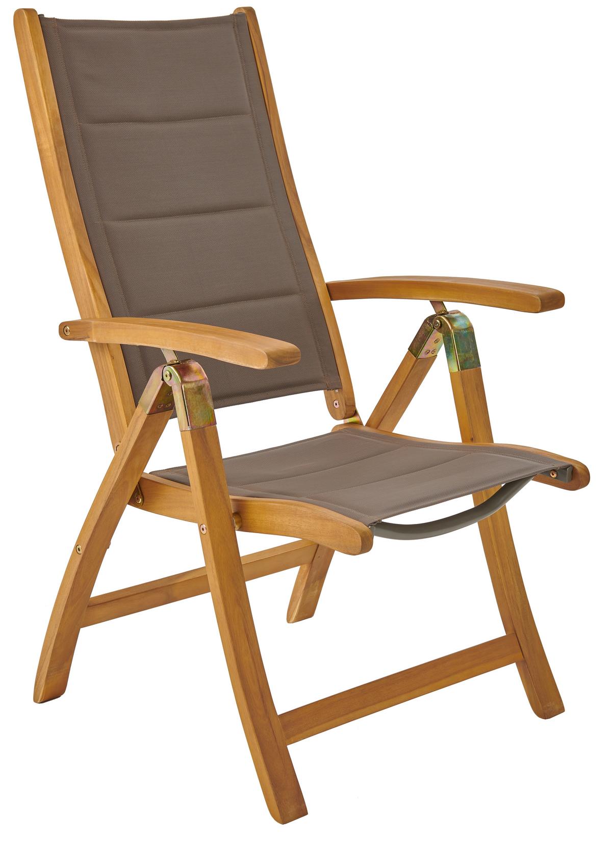 Gartensessel Klappbar Borkum Echtholz / Metall / Textil - Dunkelgrau/Akaziefarben, MODERN, Holz/Textil (62/86-110/116-71cm) - Beldano