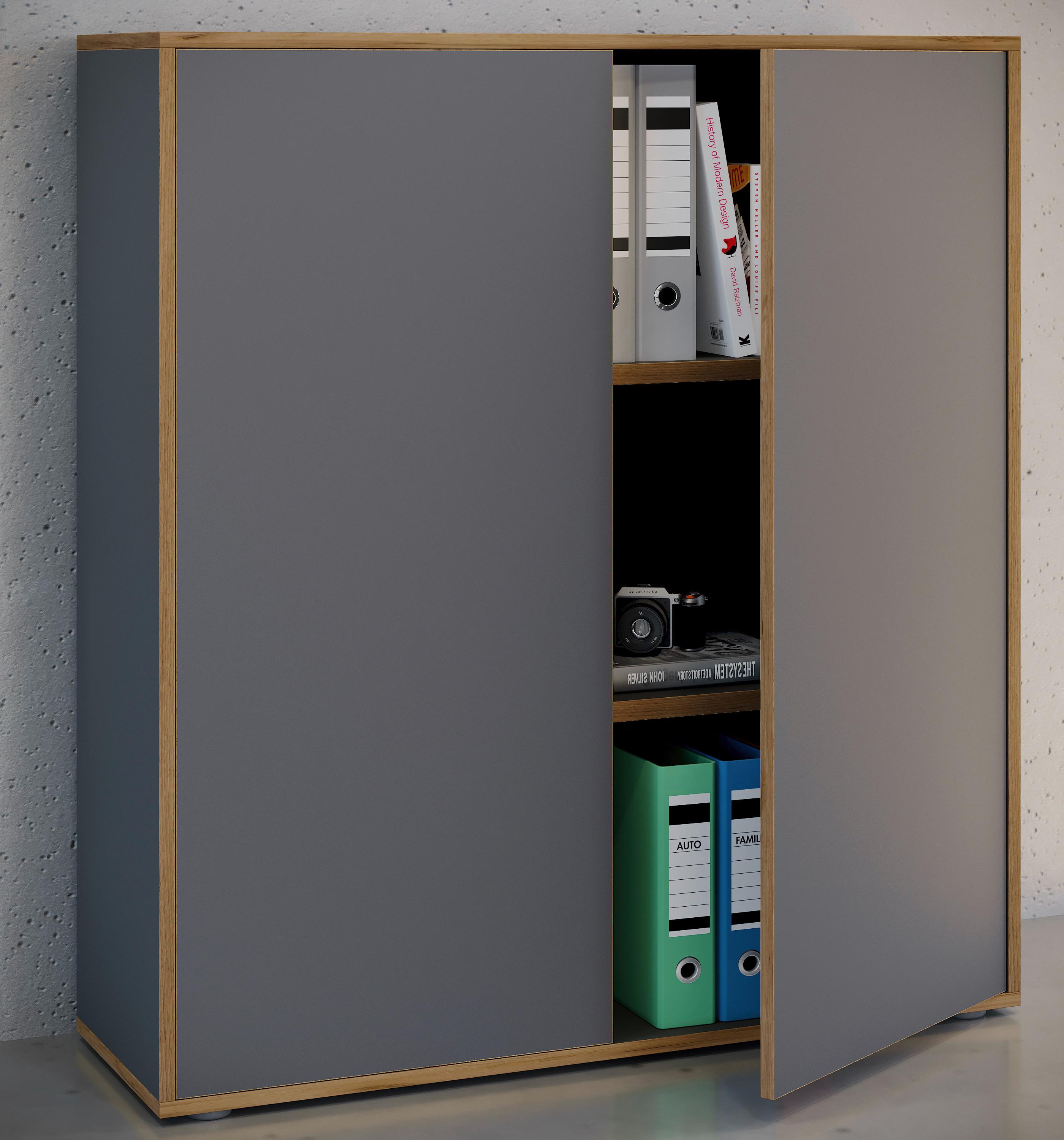 Aktenschrank Salia Anthrazit, Honigeiche B:100 cm - Honigeiche/Anthrazit, Design, Holzwerkstoff (100/110/33cm) - MID.YOU