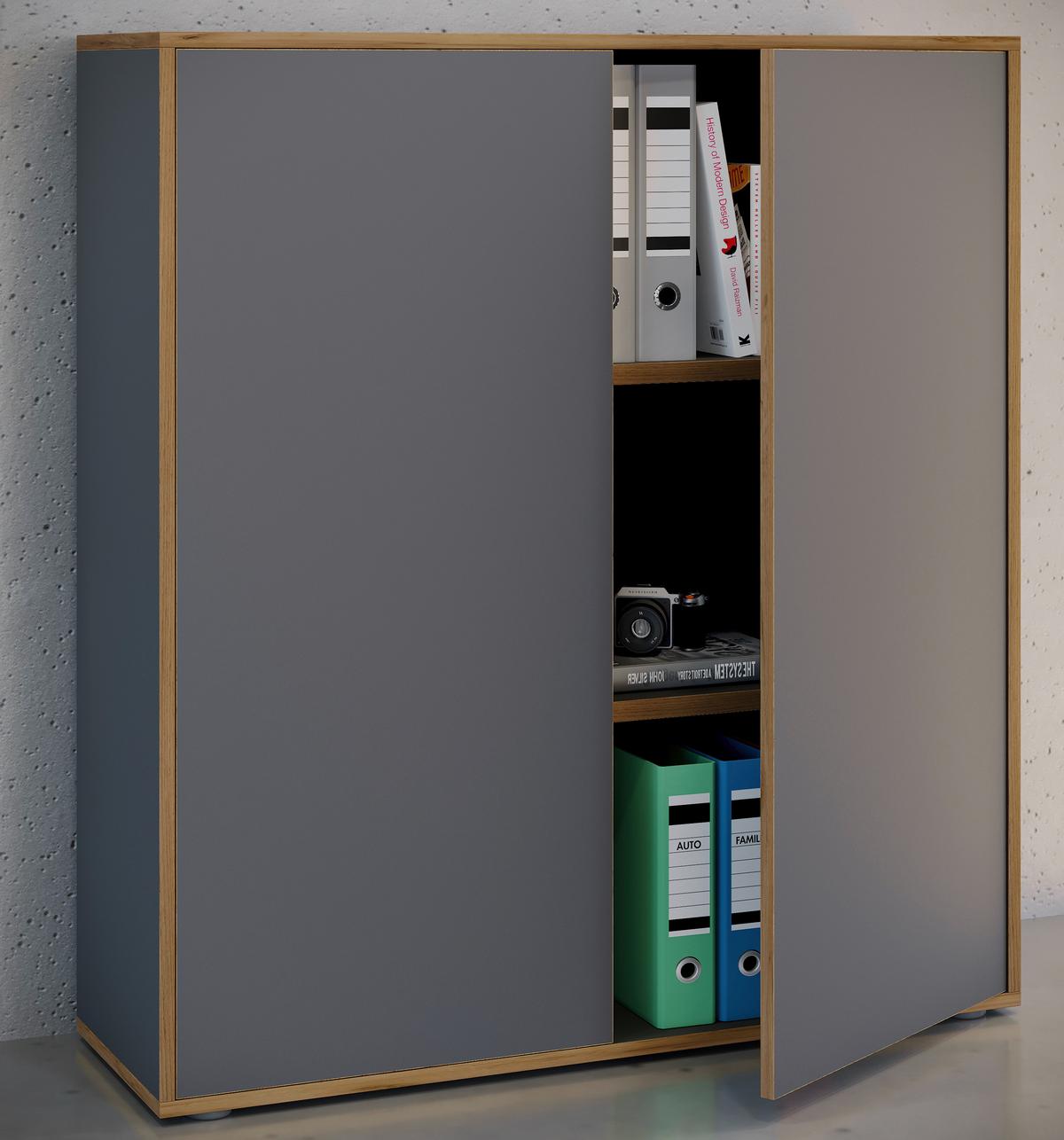 Aktenschrank Salia Anthrazit, Honigeiche B:100 cm - Honigeiche/Anthrazit, Design, Holzwerkstoff (100/110/33cm) - MID.YOU