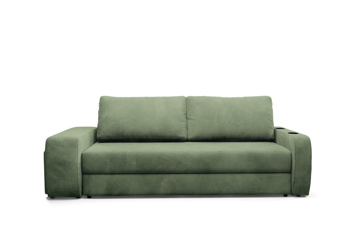 Schlafsofa Ines Grün B: 258cm - Schwarz/Grün, Design, Textil (258/98/95cm) - Livetastic