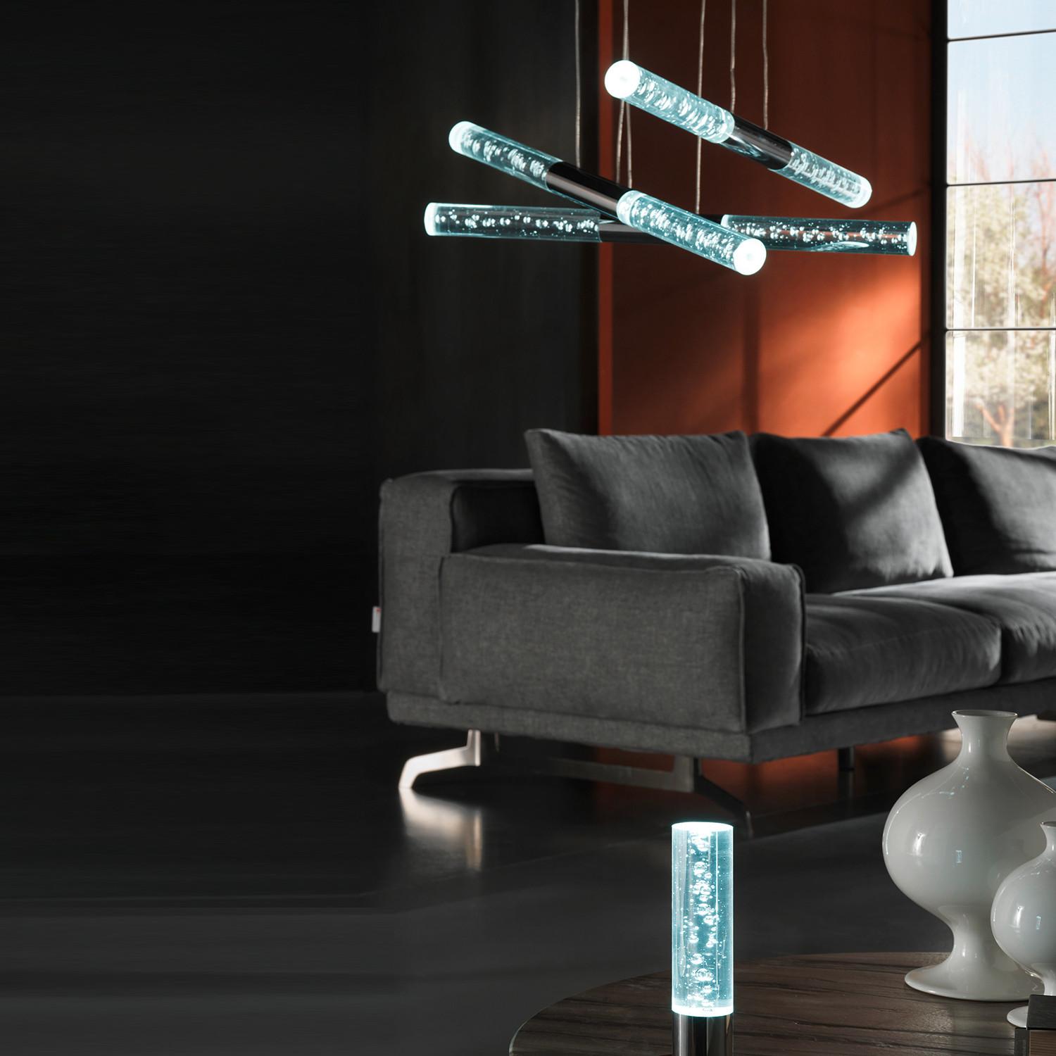 LED-Pendelleuchte Chromfarben L: 70 cm 18w - Chromfarben, Design, Kunststoff/Metall (70/70/110cm)