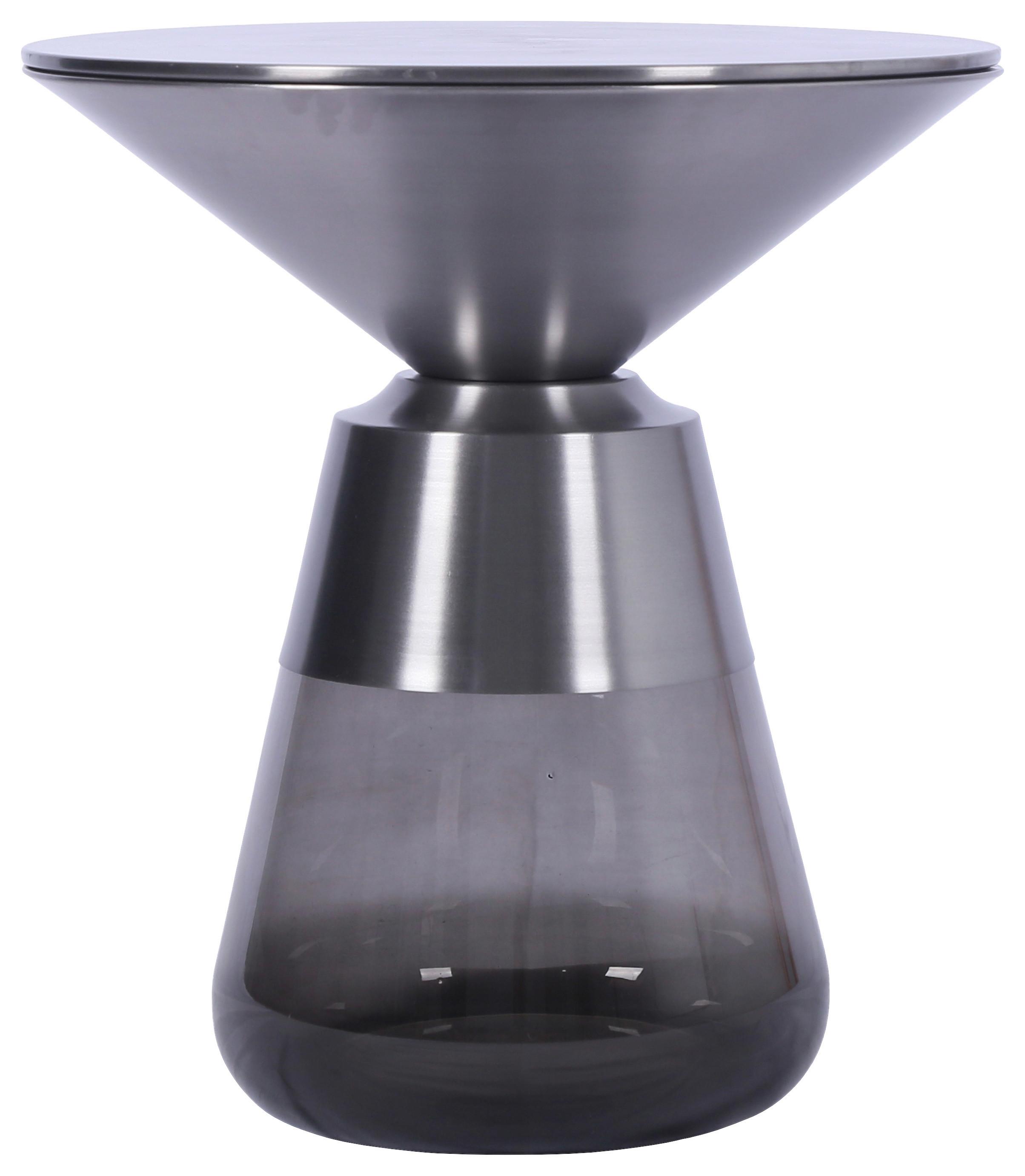 PRÍRUČNÝ STOLÍK BAILY -TREND- - sivá/čierny chróm, Romantik / Landhaus, kov/sklo (48/54,5cm) - Premium Living