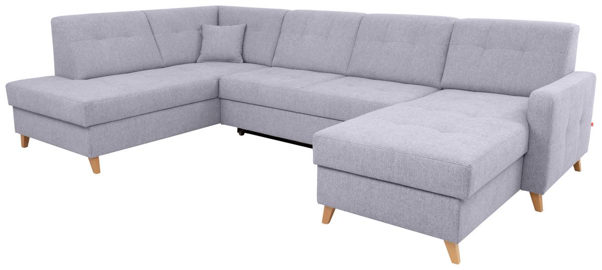 Sedacia súprava LARS U, ľavá, sivá - sivá/jadrový buk, Modern, drevo/textil (187/299/161cm)