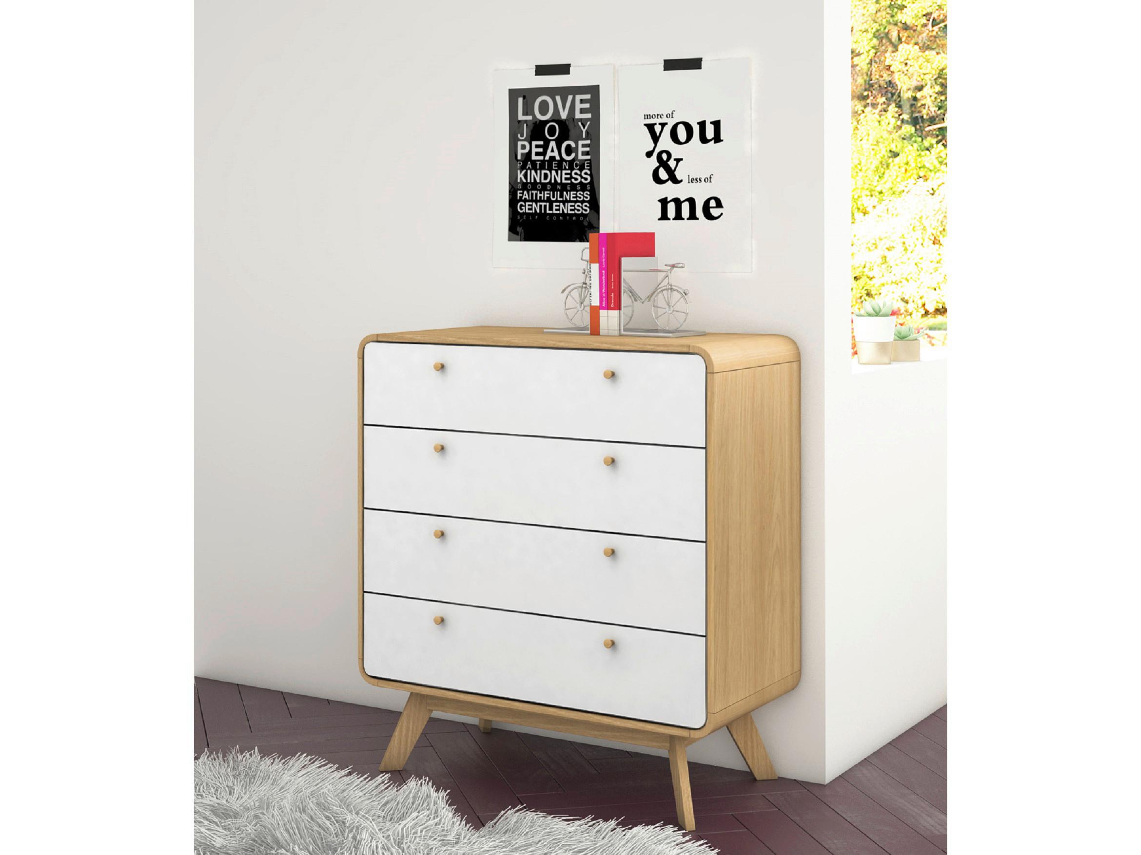 Kommode Cassie Weiß/Eichefarben 80 cm - Eichefarben/Weiß, Design, Holzwerkstoff (80/88/39cm) - MID.YOU