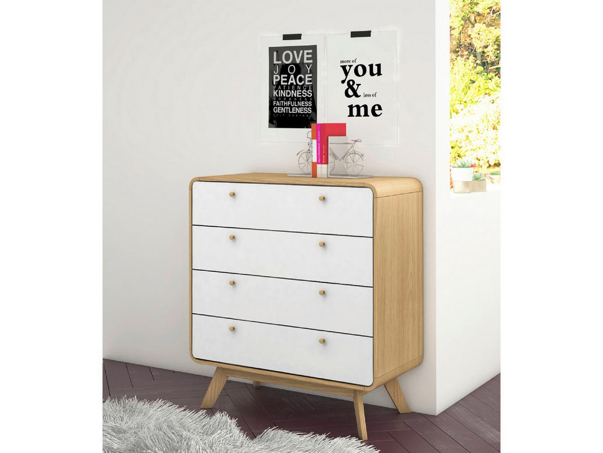 Kommode Cassie Weiß/Eichefarben 80 cm - Eichefarben/Weiß, Design, Holzwerkstoff (80/88/39cm) - MID.YOU