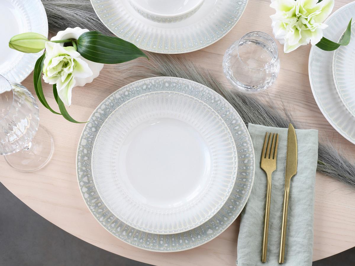 Tafelservice Steinzeug, Creme, 12-Teilig - Perlmutt/Creme, Basics, Keramik - Creatable