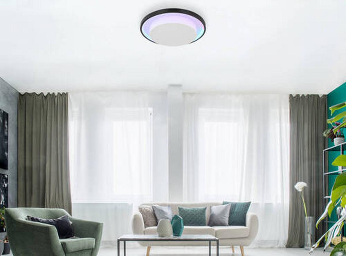 Led Mennyezeti Lámpa 41390-21 - fekete/opál, Design, műanyag/fém (39,5/5cm) - Globo