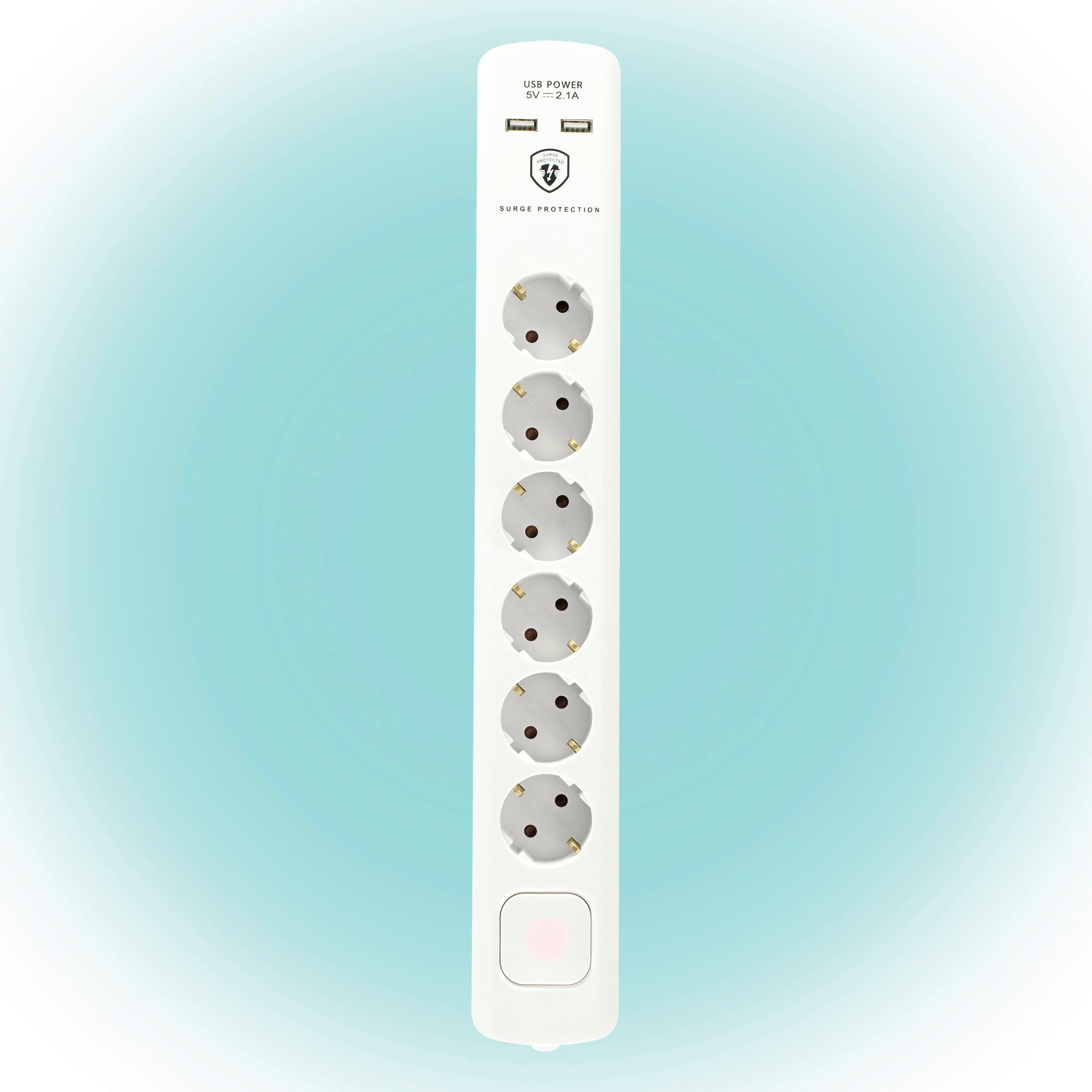 Elosztó Túlfeszültségvédett, 6-Os Home - fehér (49,50/9/5cm)