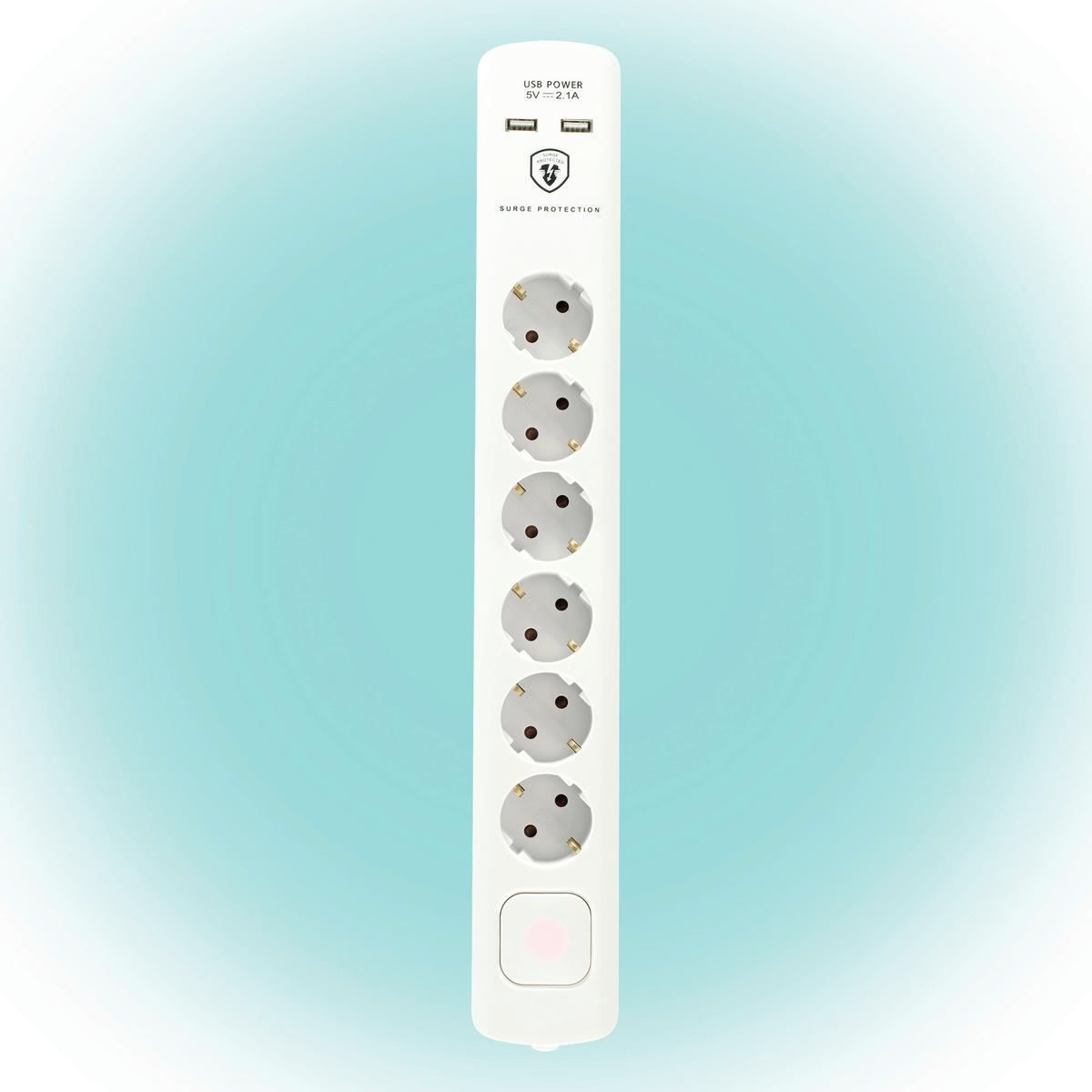 Elosztó Túlfeszültségvédett, 6-Os Home - fehér (49,50/9/5cm)