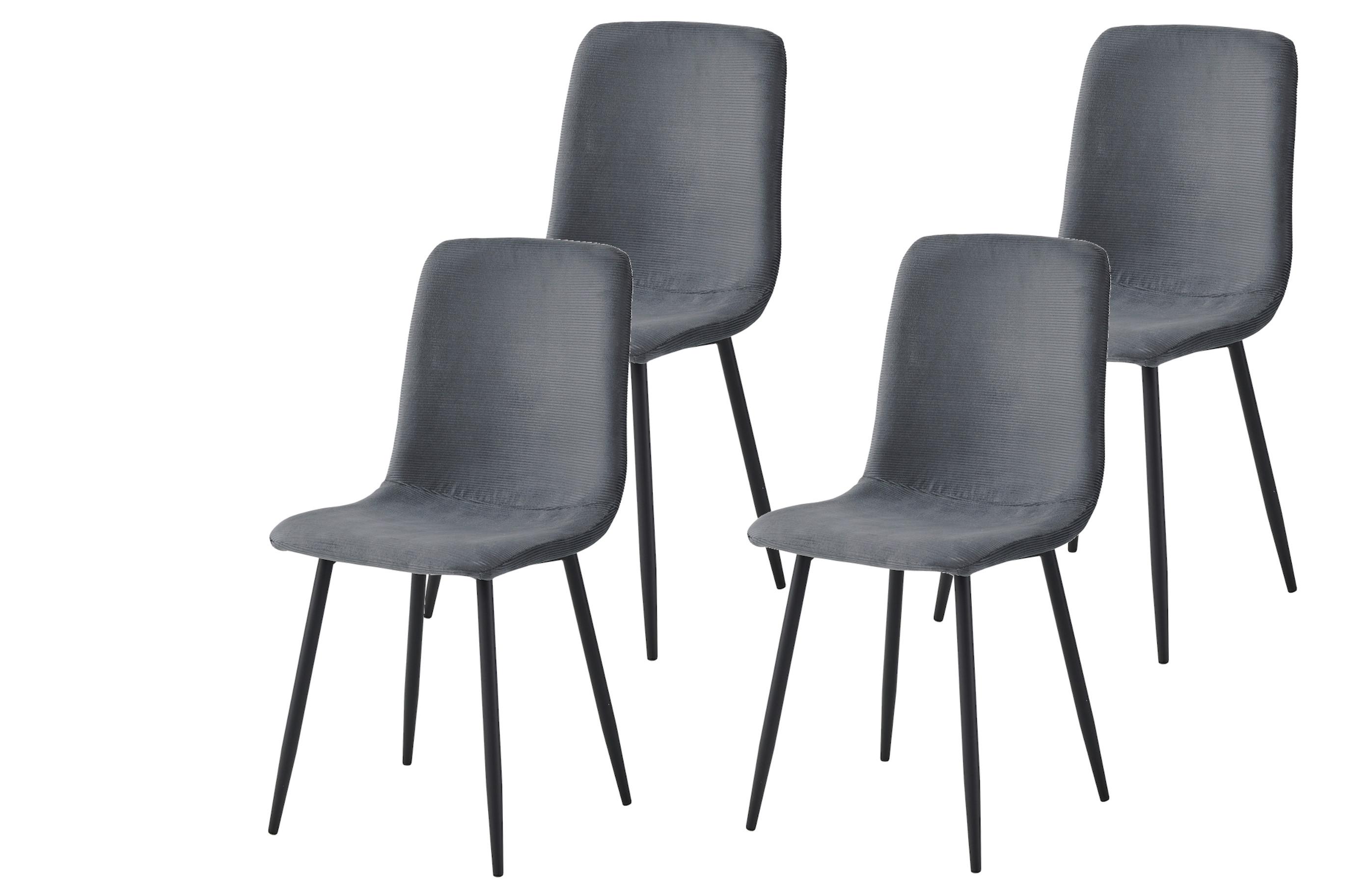 Stuhl-set Leipzig S 4er-Set - Anthrazit/Schwarz, MODERN, Textil/Metall (44/92/54cm) - MID.YOU