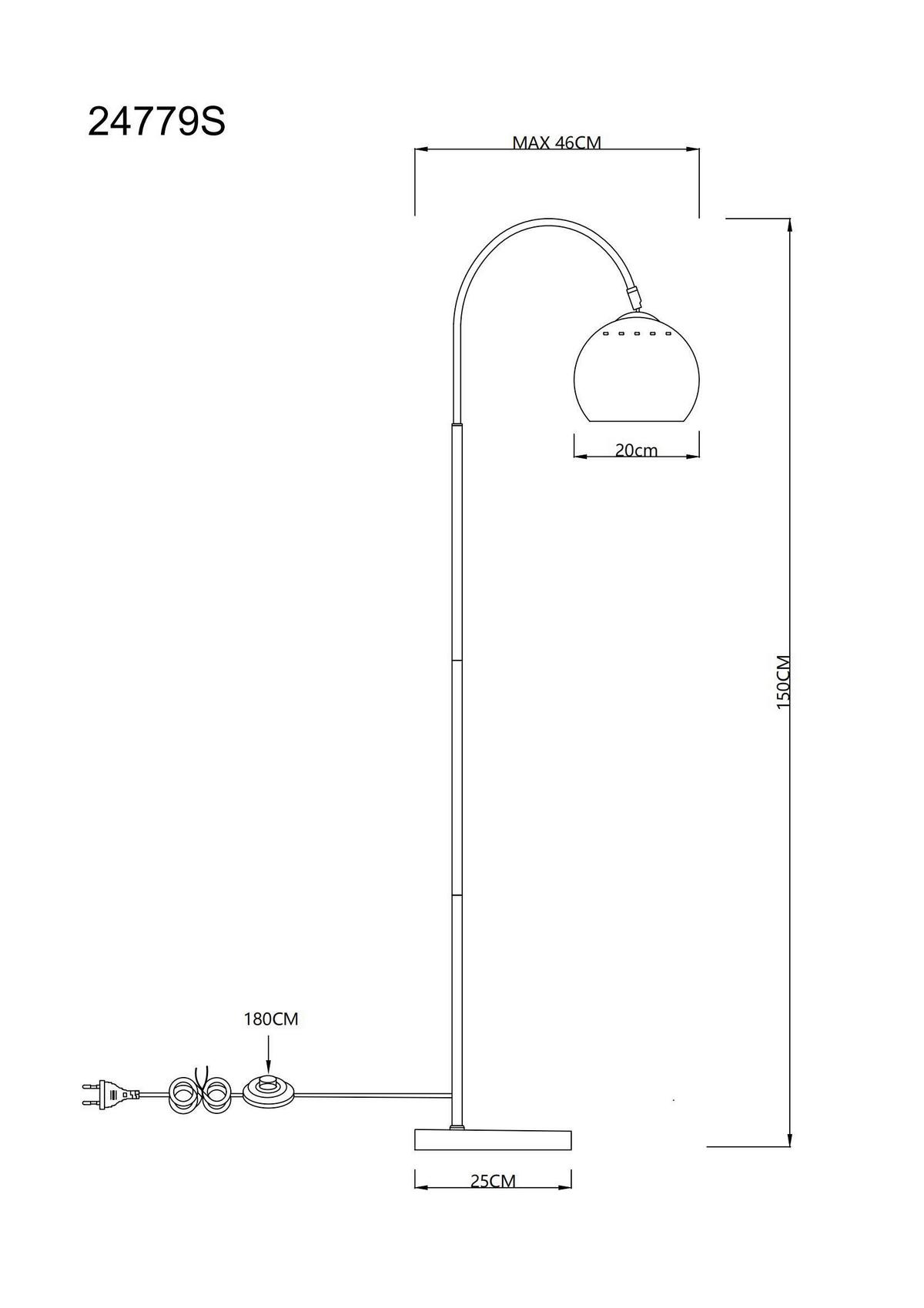 STEHLEUCHTE 24779S BENNO - Sandfarben/Schwarz, Basics, Kunststoff/Metall (46/25/150cm) - Globo