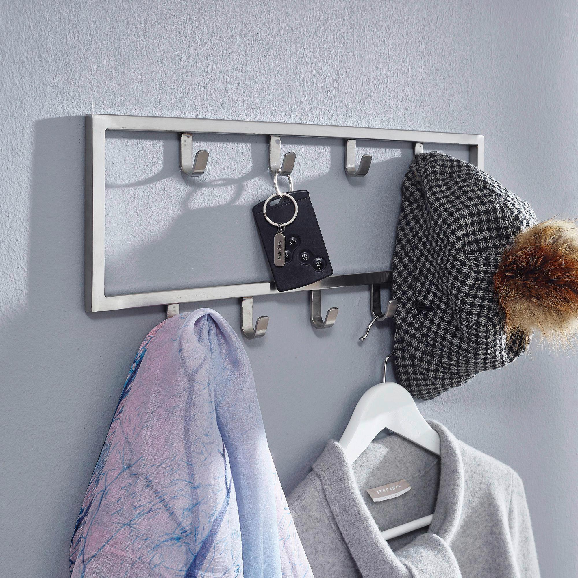 Wandgarderobe Wohnling Silberfarben B:50 Cm - Silberfarben, MODERN, Metall (50/20/4cm) - MID.YOU