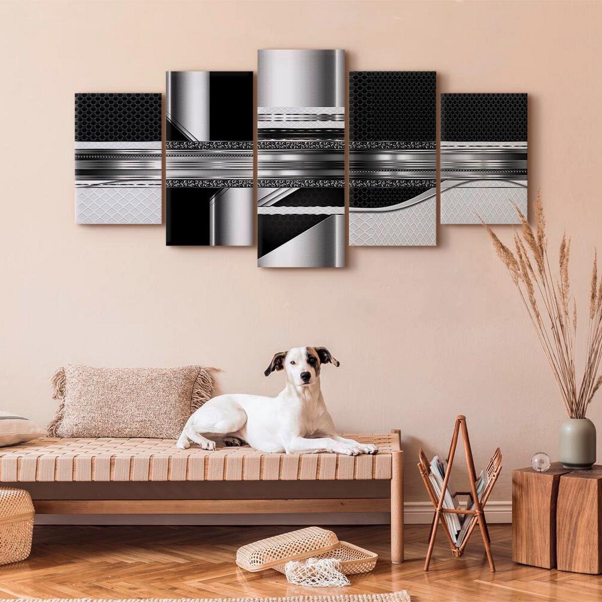 Leinwandbild Silver Cut Grau Schwarz B: 200 Cm - Schwarz/Grau, Basics, Holzwerkstoff/Textil (200/100/1.2cm) - artgeist