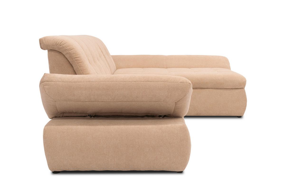 Ecksofa mit Schlaffunktion Moric Beige Mikrofaser - Chromfarben/Beige, KONVENTIONELL, Textil (300/172cm) - MID.YOU