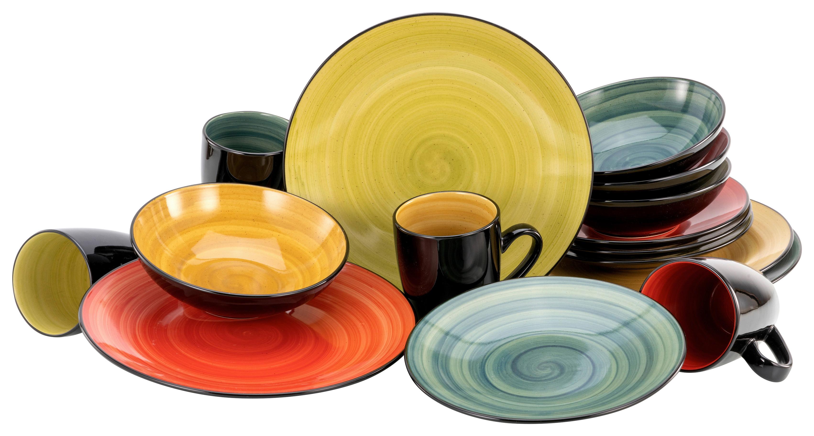 Kombiservice Samoa Keramik 4 Personen Handbemalt - Multicolor, MODERN, Keramik (32,5/31/31cm) - Creatable