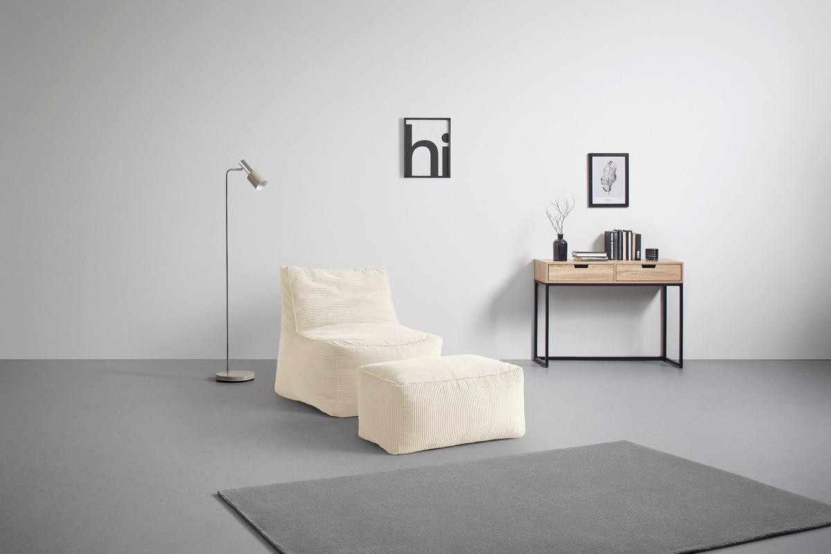 Sedací vak CAROLINE, bílý manšestr, max. 90 kg - bílá, Moderní, textil (75/84/88cm) - Mömax