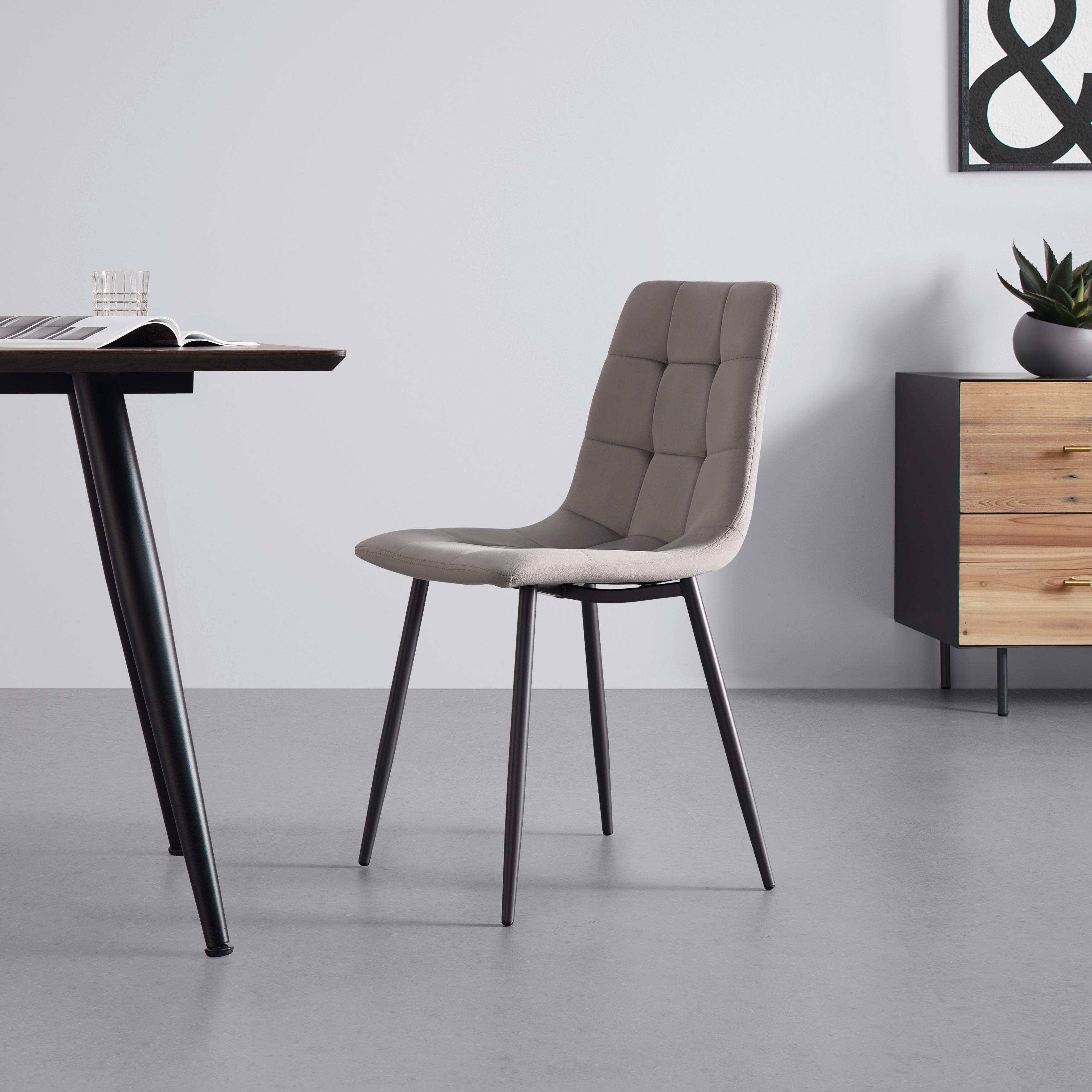 Jídelní židle RIA šedohnědá - černá/šedohnědá, Moderní, kov/dřevo (43,5/87/54cm) - Bessagi Home
