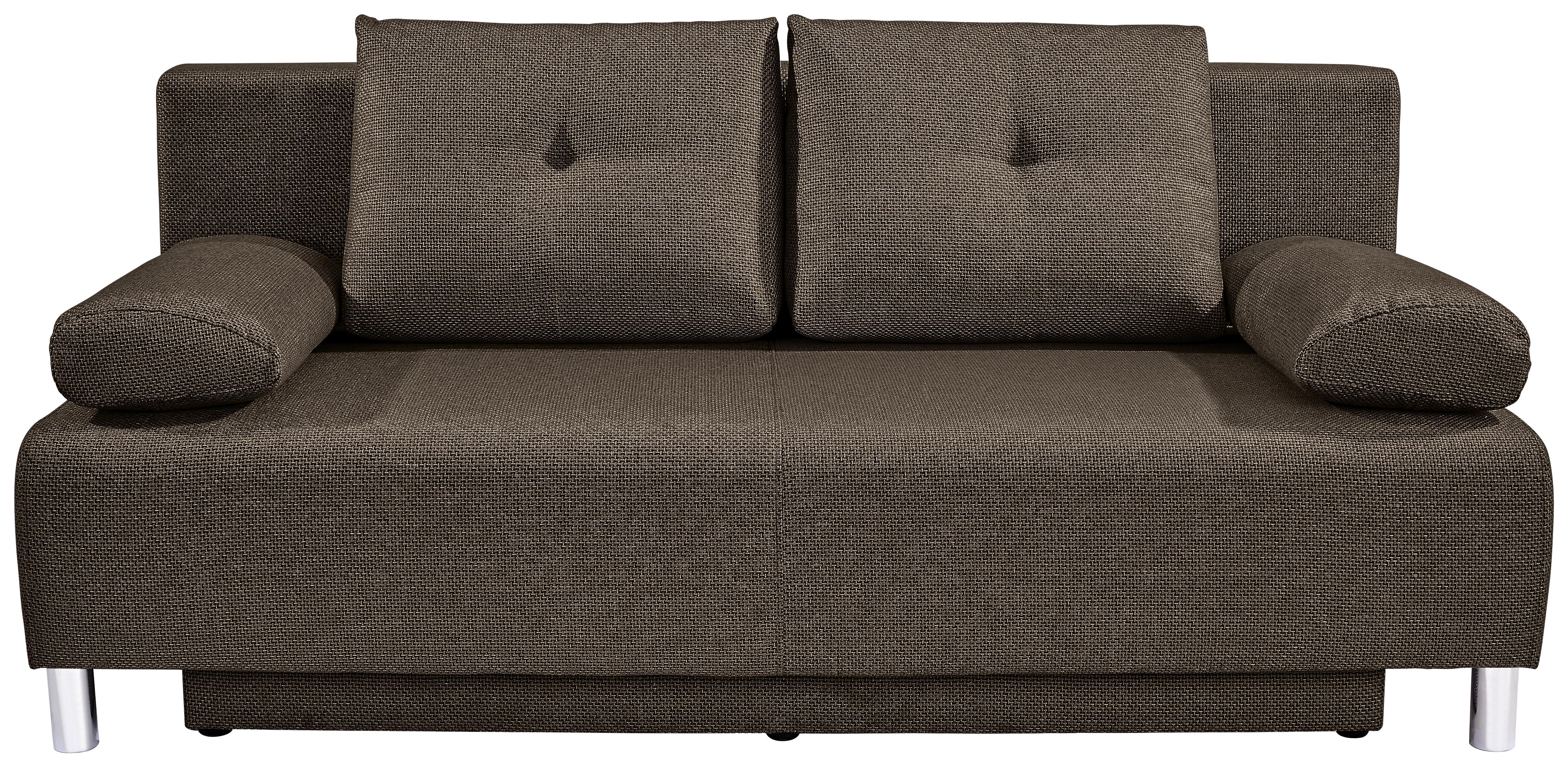 Boxspringsofa Ines B: 203 cm - Chromfarben/Braun, MODERN, Holz/Textil (203/96/102cm) - Luca Bessoni