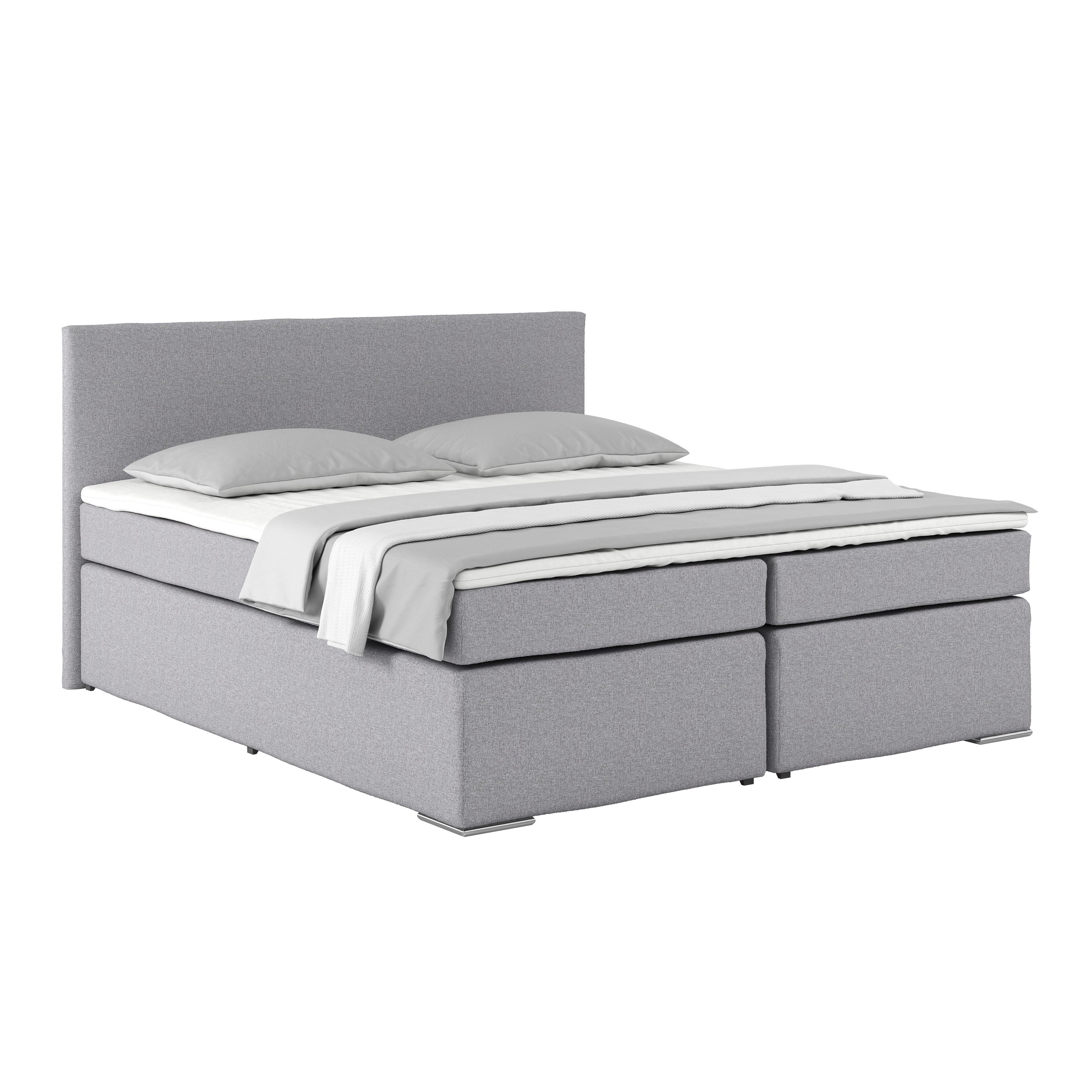 Manželská posteľ NERO, 180x200 cm, sivo čierna - sivohnedá/svetlosivá, Konventionell, kov/textil (180/200cm)