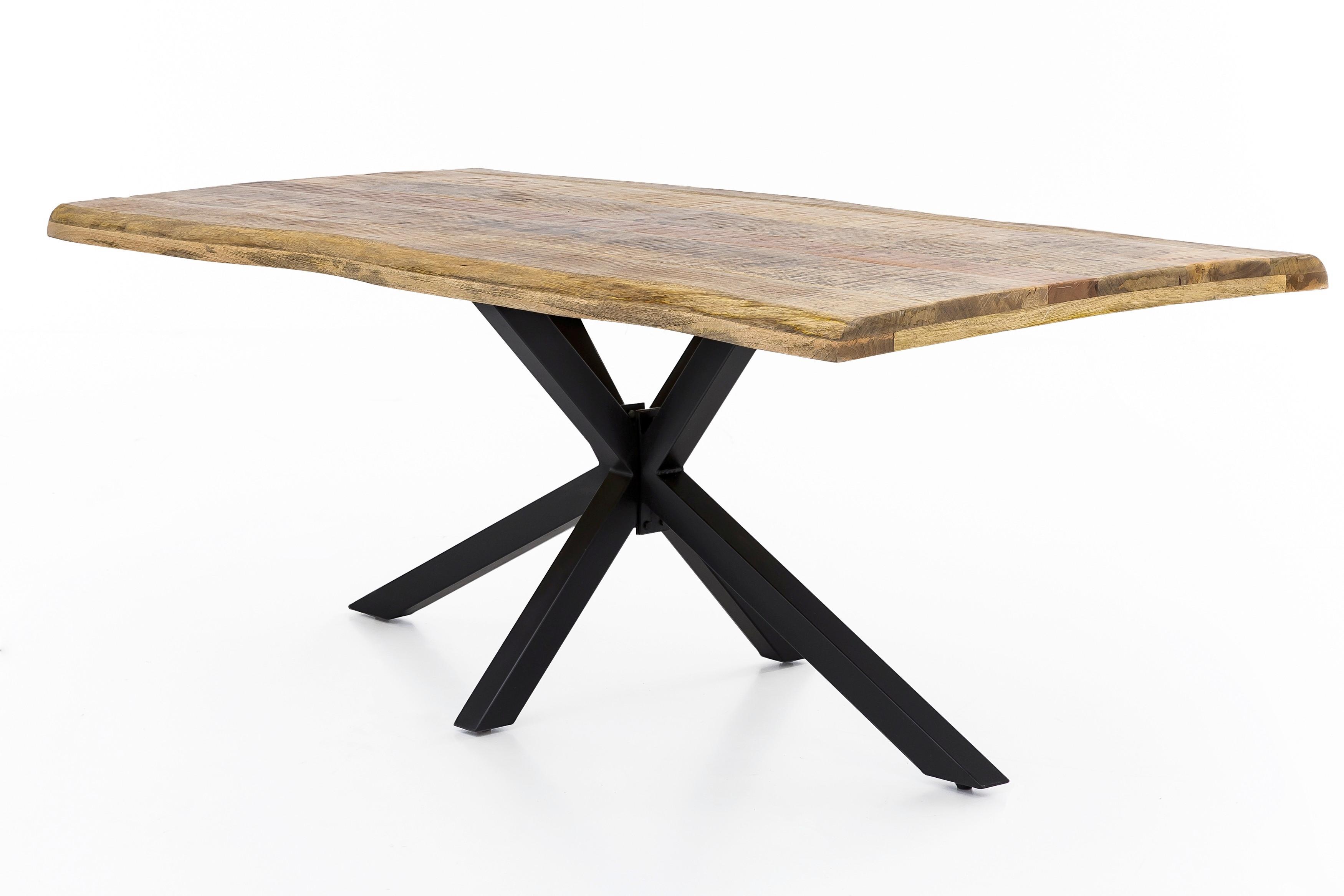 ESSTISCH Schwarz/Naturfarben L: 160cm - Schwarz/Naturfarben, MODERN, Holz/Metall (160/90/77cm) - MID.YOU