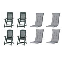 Gartenstuhl-Set Tampa+auflagen Set - Grau/Grün, MODERN, Kunststoff/Textil (44/111/50cm) - Gardenson