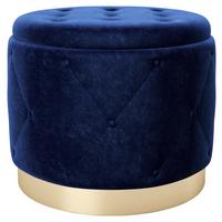 Pouf Liz Samt Blau/goldfarben Dxh 50x40 Cm Mit Stauraum - Goldfarben/Dunkelblau, LIFESTYLE, Textil (50/40/50cm) - Playboy